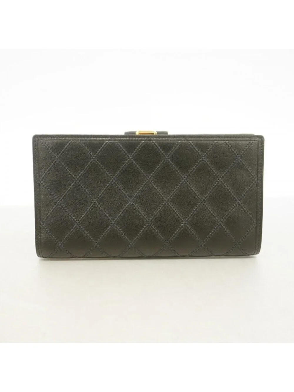 Chanel Wallet Bicolor Leather Black Gold